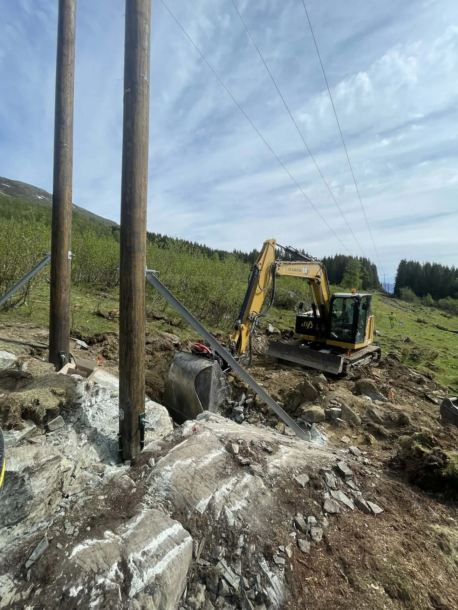 Linjebygging med gravemaskin