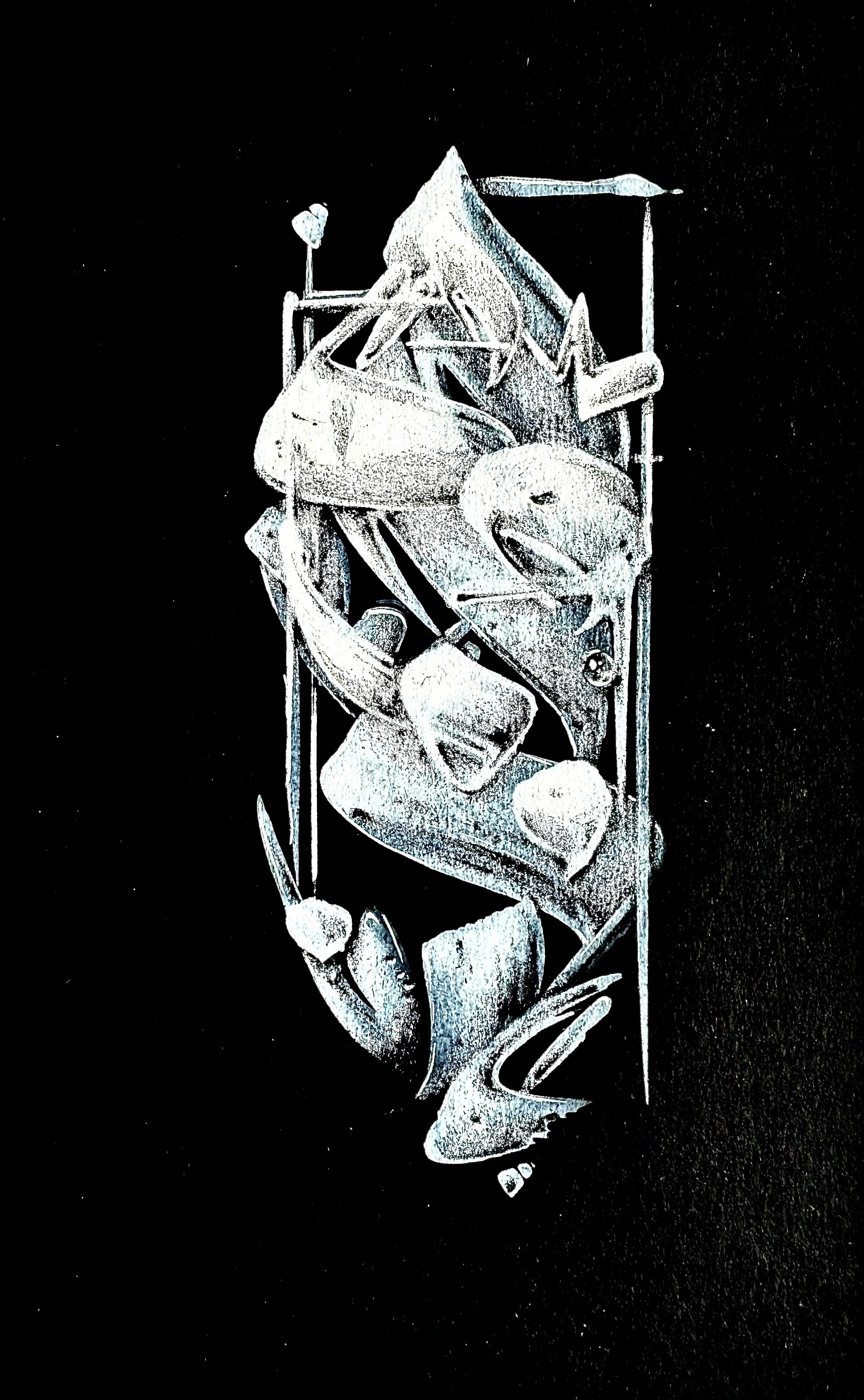 Gothic Flow, 2026, 
Mix media on paper, 20 × 42 cm / 7.87 × 16.54 in