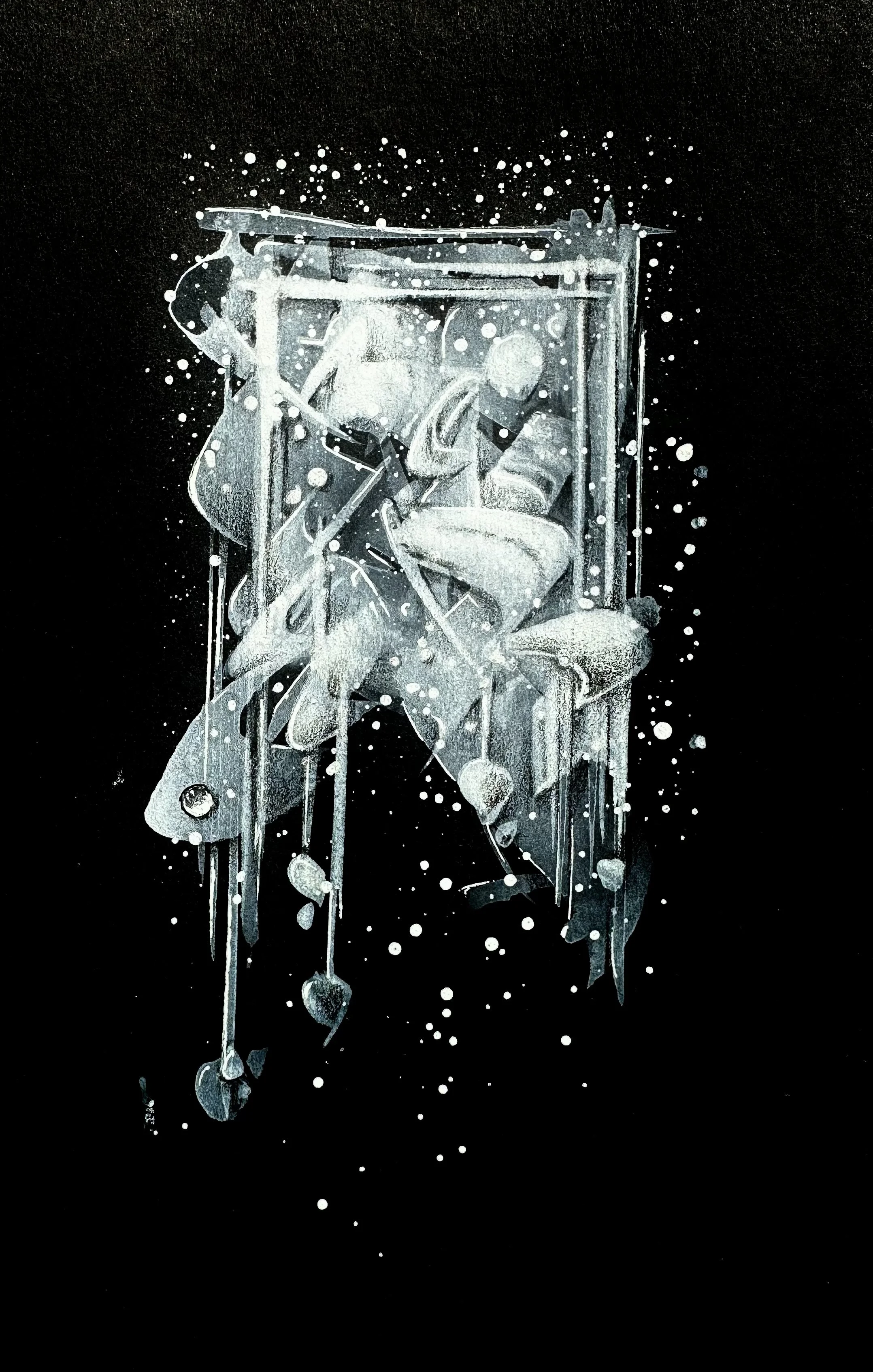 Window of Signs,2026, 
Mix media on paper, 20 × 42 cm / 7.87 × 16.54 in