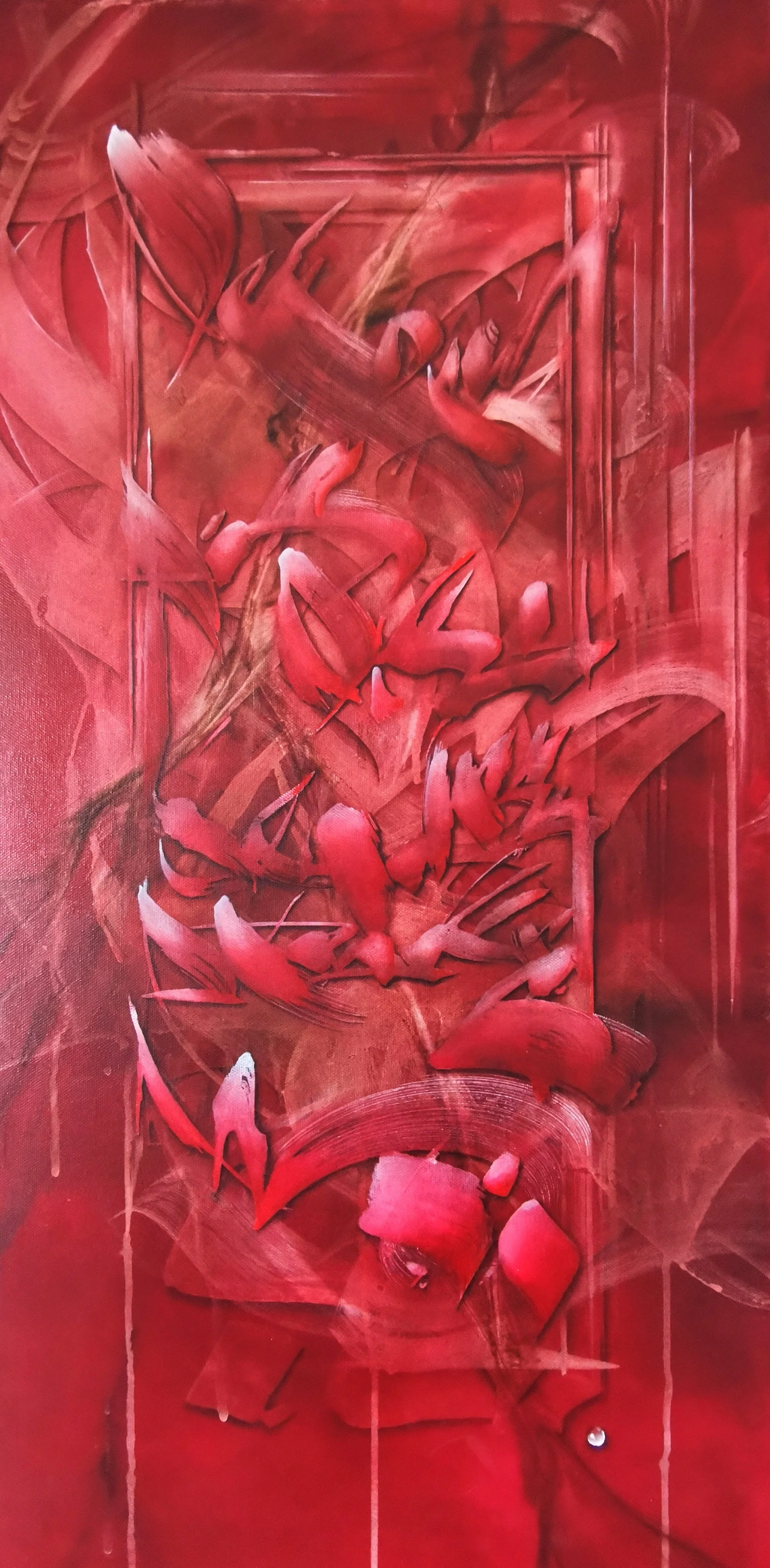 Spell of the Dragon, 2022, 
Oil on linen, 50× 110 cm / 19,68 × 43,30 in