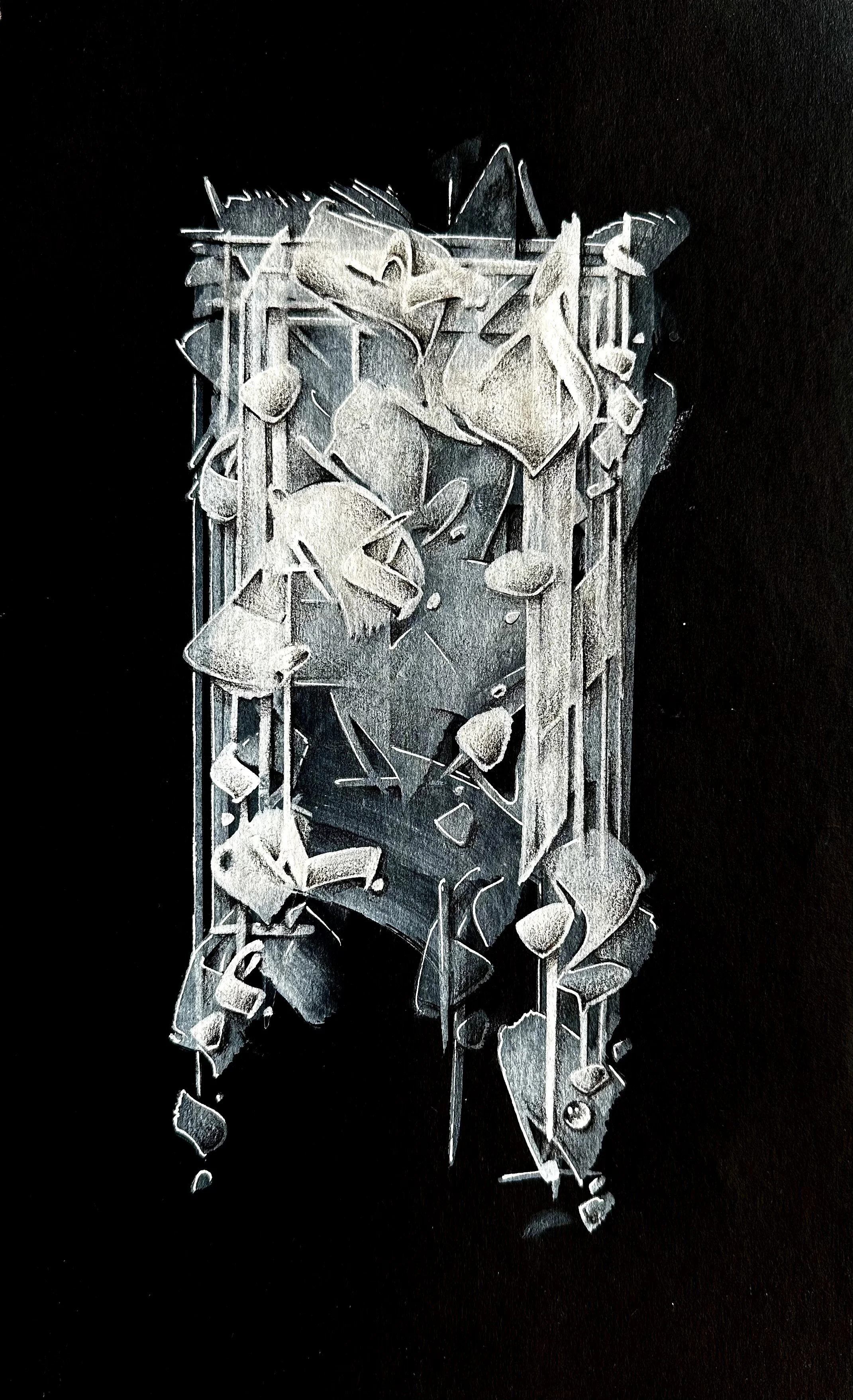 Vanishing Threshold, 2026, 
Mix media on paper, 20 × 42 cm / 7.87 × 16.54 in