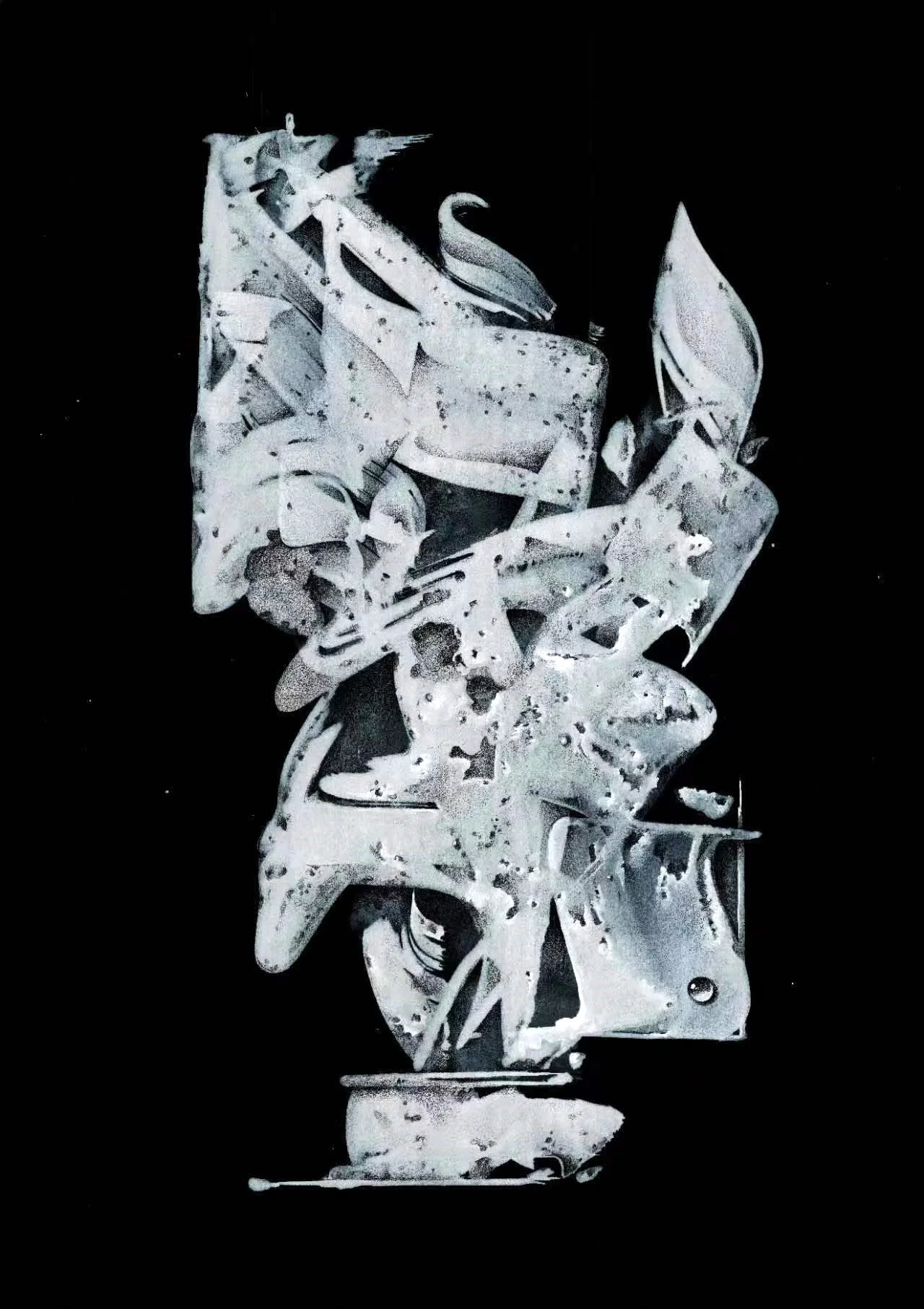 Cloud-Worn Stone (Taihu Stone No. 61), 2023, 
Mixed media on paper, 60 × 42 cm / 23.62 × 16.54 in