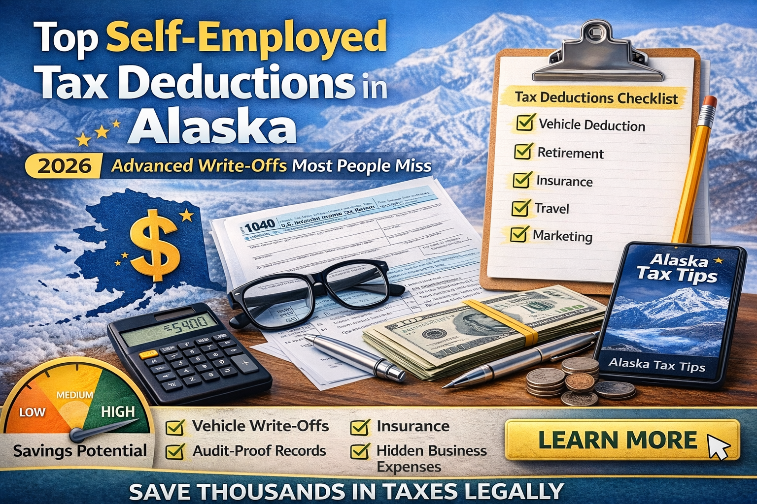 Top Self-Employed Tax Deductions in Alaska (2026): Advanced Write-Offs Most People Miss