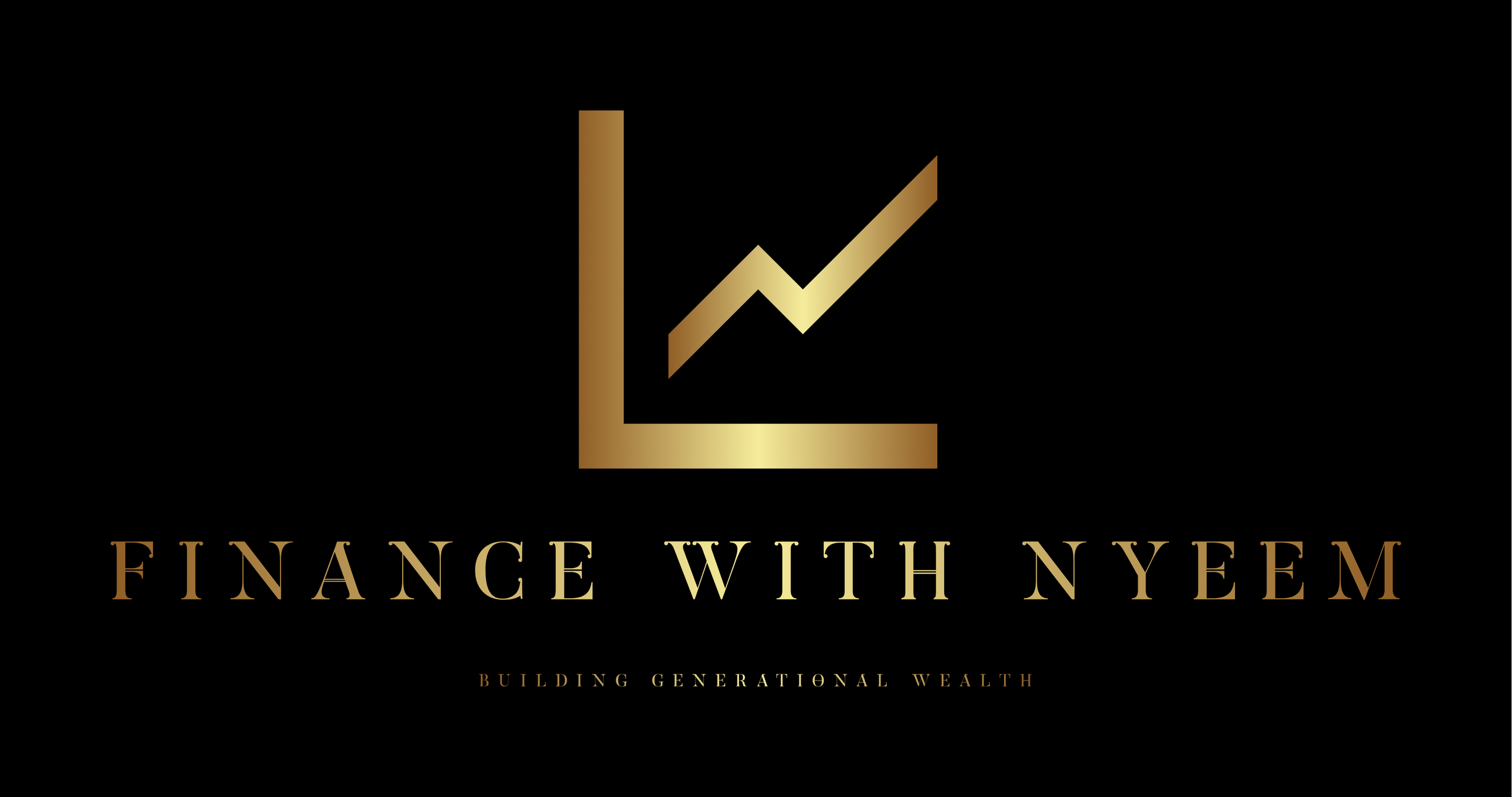 Logo for 'Finance with Nyoem' featuring a gold upward-trending line graph and the tagline 'Building Generational Wealth' on a black background.