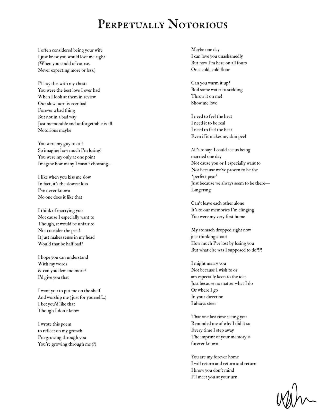 I wish I could put this into two slides but I need you to consume it all. At once! I need you to take it in. I lost someone then lost someone again. As I always do. 

I thought about marrying this person. Not because I especially wanted to, it just s