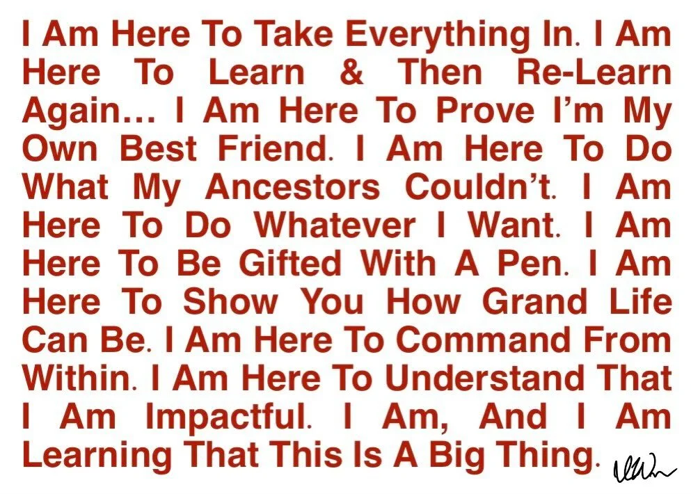 I&rsquo;ve been trying to make my poetry more intriguing visually with different styles outside my own🪽

A purpose statement: 

I Am Here To Take Everything In. I Am Here To Learn &amp; Then Re-Learn Again&hellip; I Am Here To Prove I&rsquo;m My Own