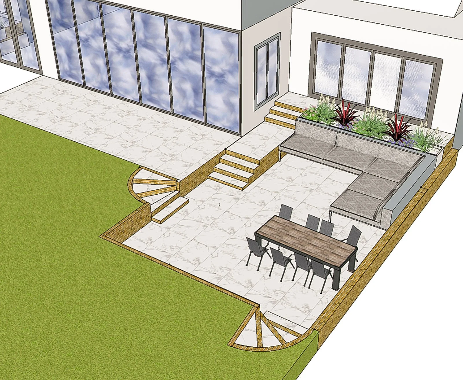 Design for a sunken patio in Bray village 