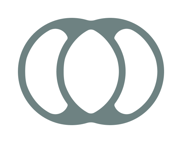 A simple line drawing of a round knot or circular shape on a black background.