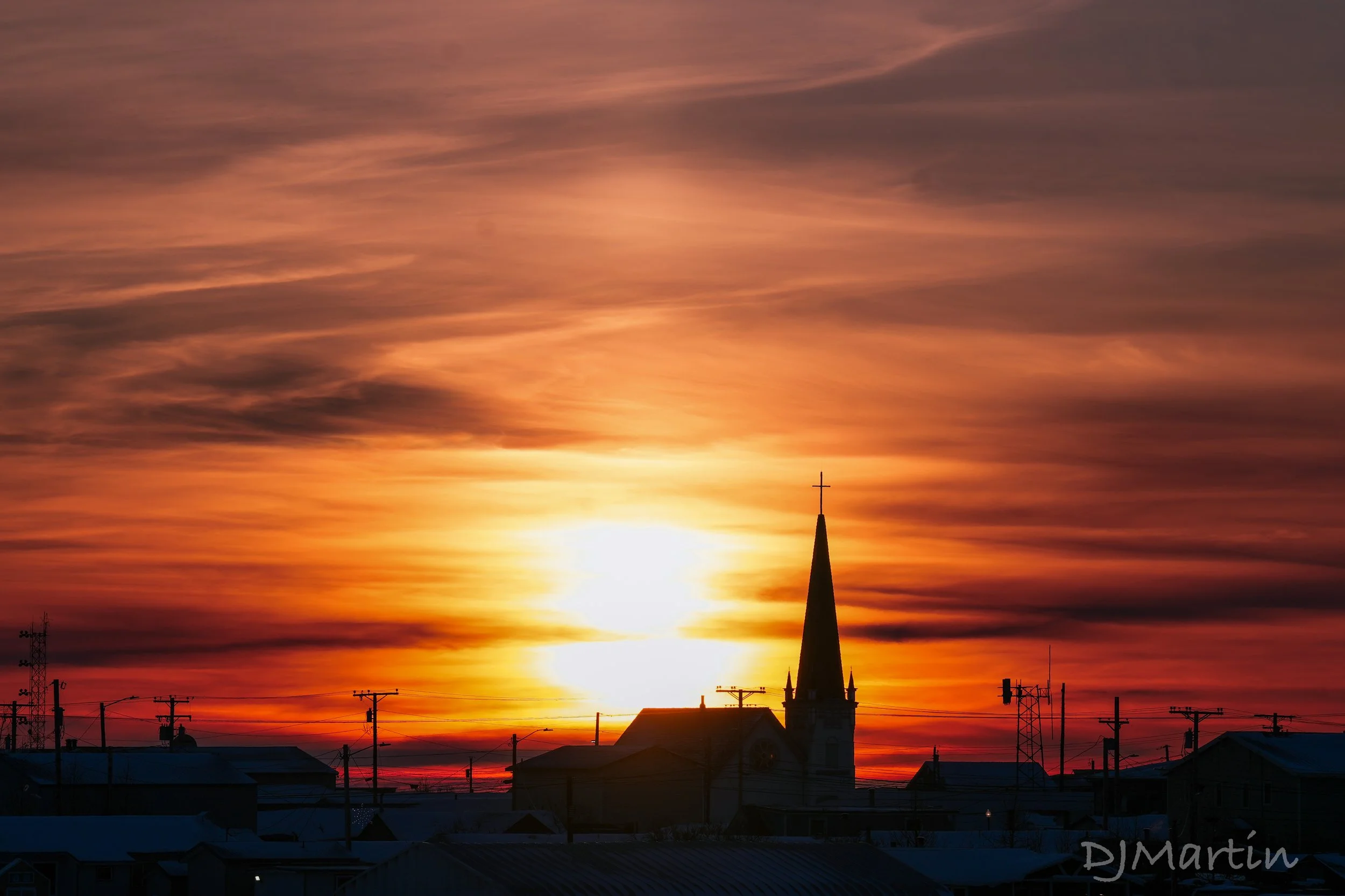 Sunrise over Old St. Joe's Hall (formerly Old St. Joe's Catholic Church), Nome, Alaska January 2026