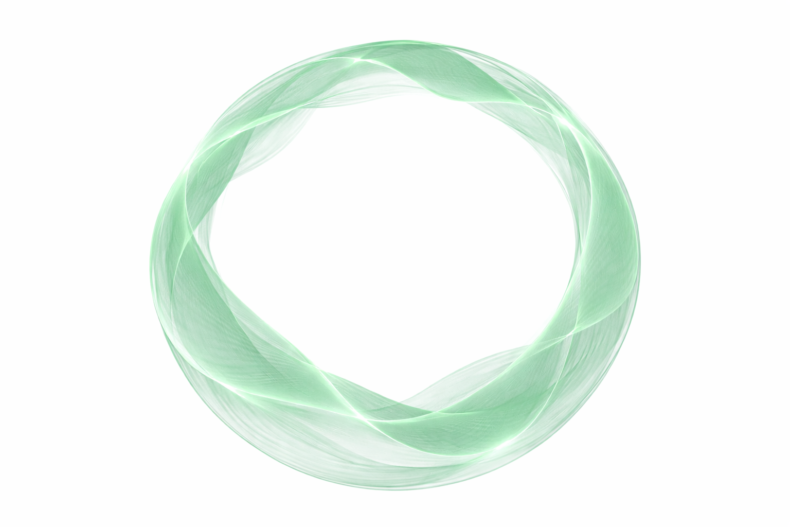 Abstract green and white swirling circular design on a white background.