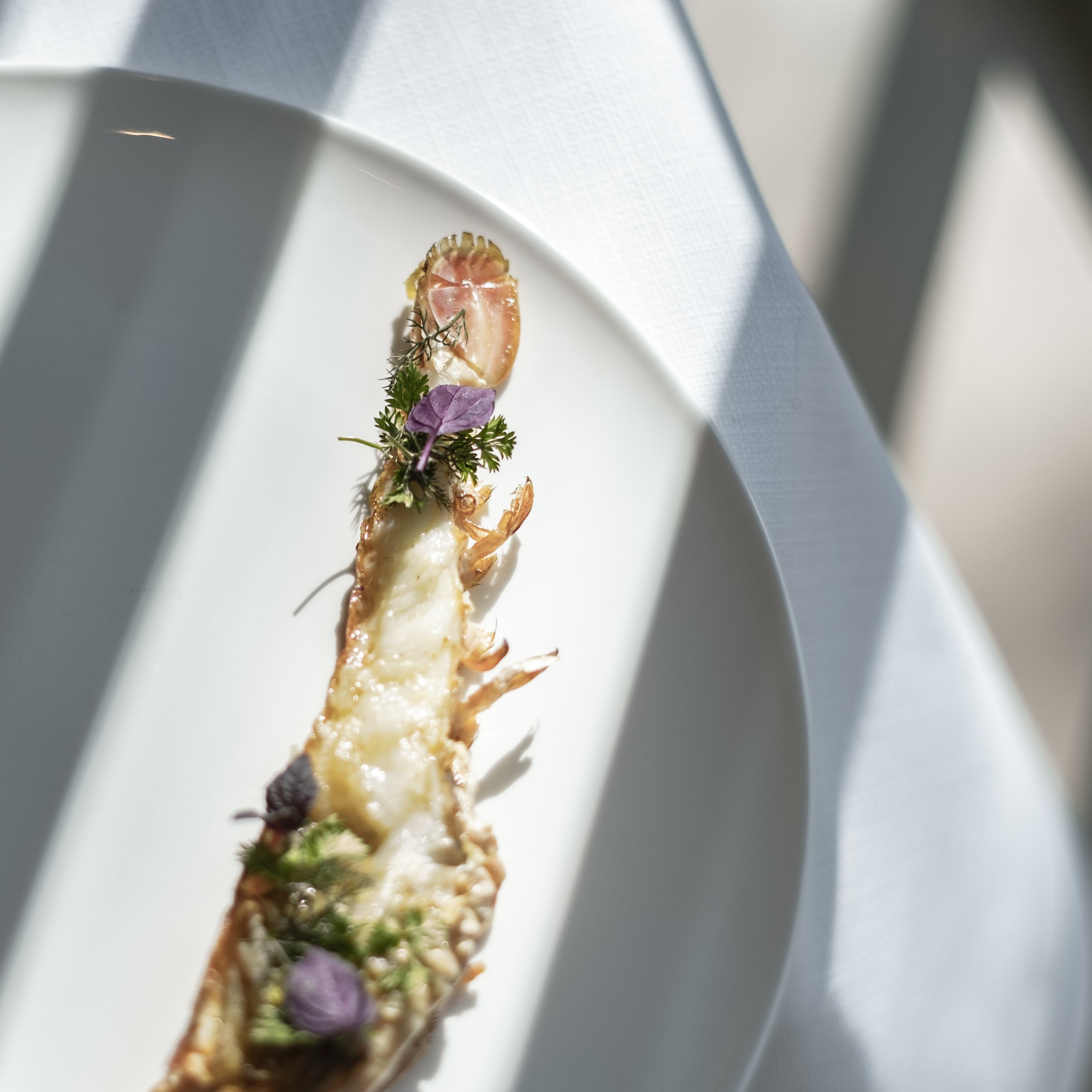 close up shot van gevulde langoustine bij restaurant marquize in westende