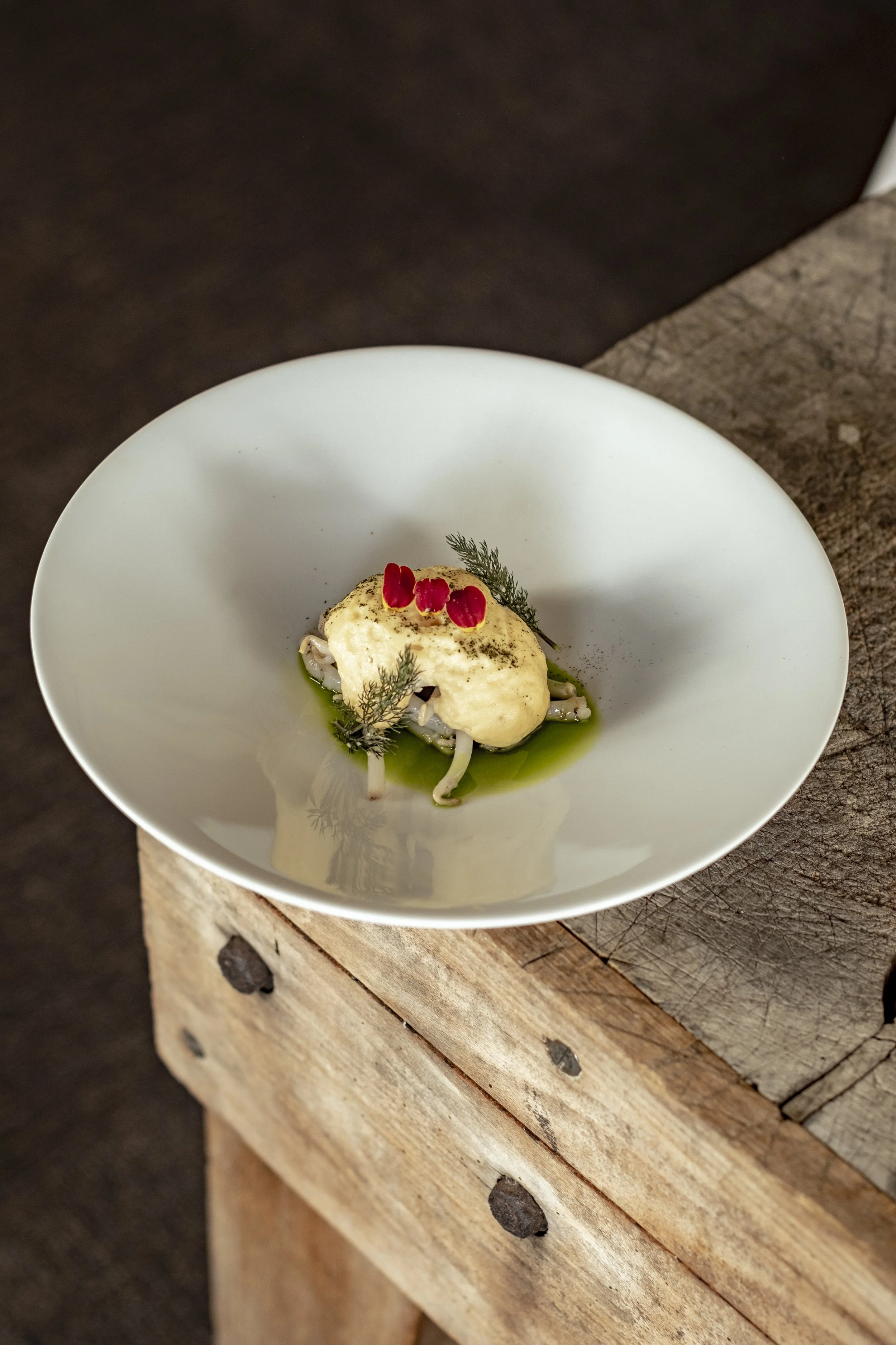 gerecht met puree met champignons bij restaurant marquize westende