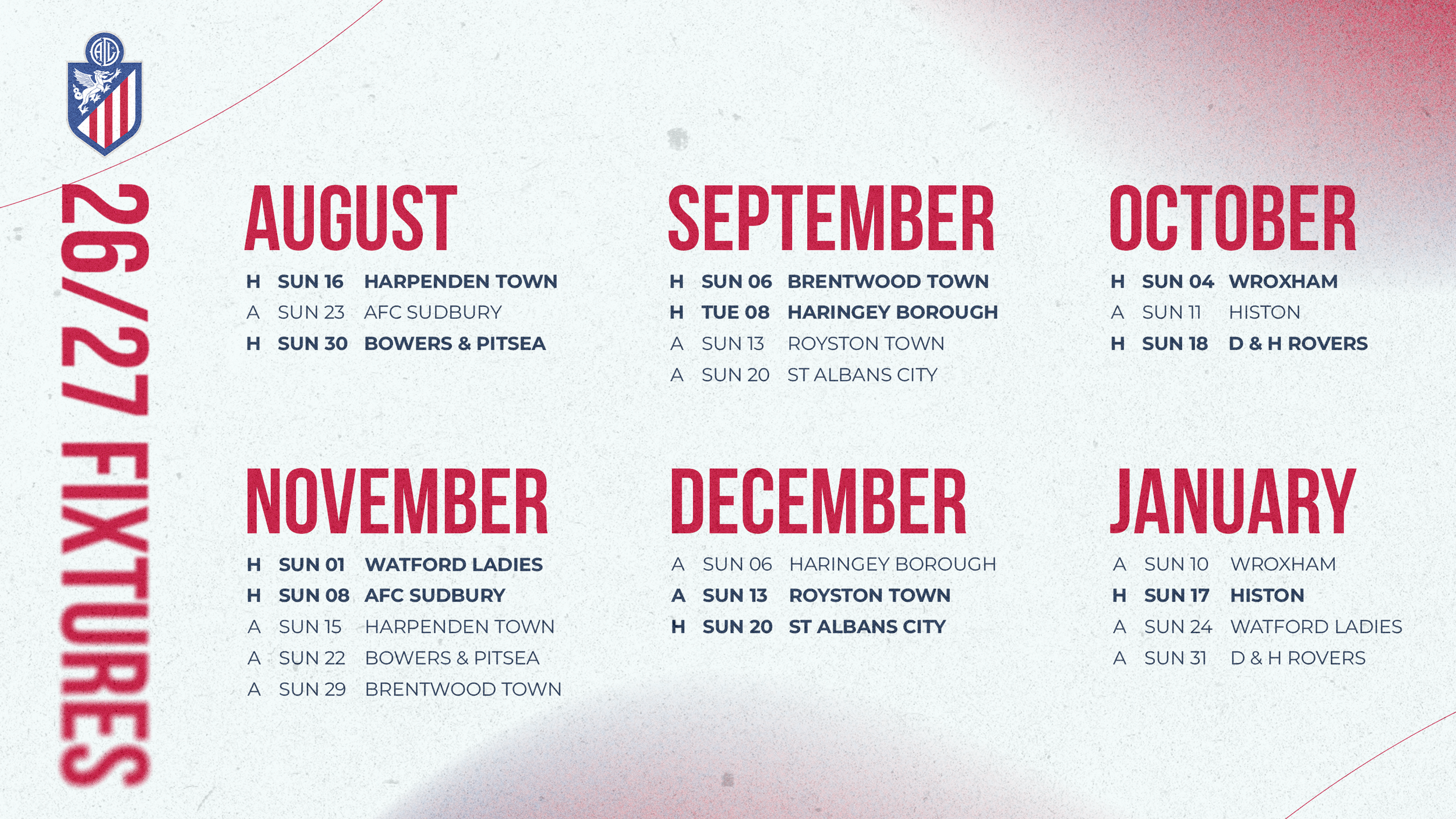 ATLÉTICO LONDON’S 2026/27 LEAGUE FIXTURE SCHEDULE