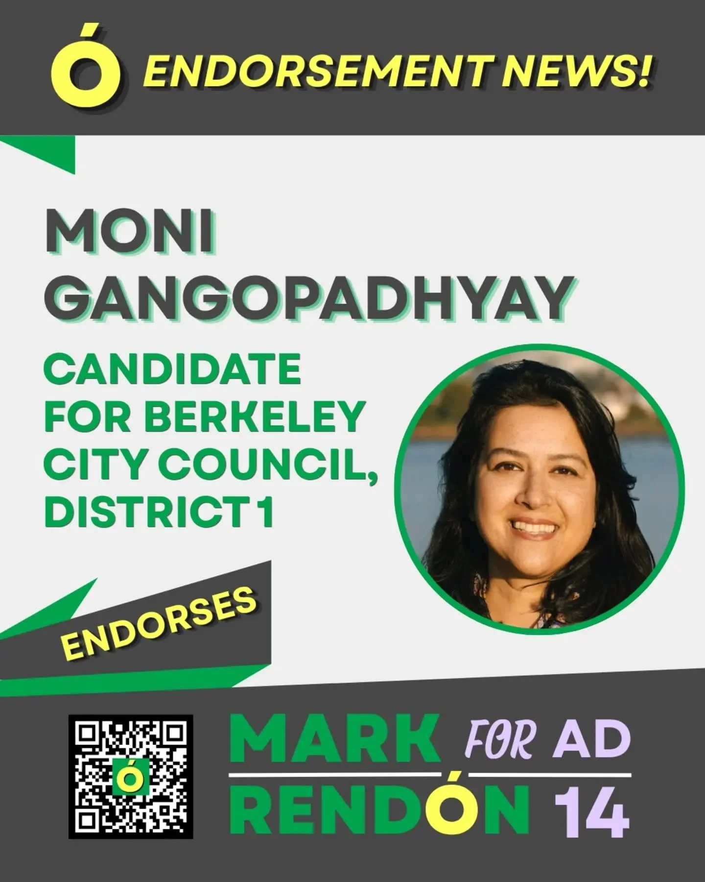 I am honored to have received an endorsement from Moni Gangopadhyay @moniforberkeley for the Assembly District 14 race! Thank you, Moni, and I am eager to see you and other progressives flip the Berkeley City Council! 

#berkeley #california #progres