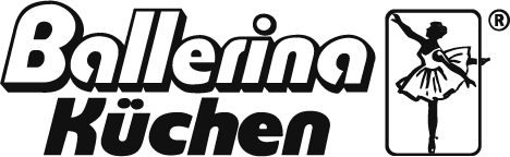 Black logo with the words 'Ballerina Küche' and an icon of a ballerina in a dance pose.