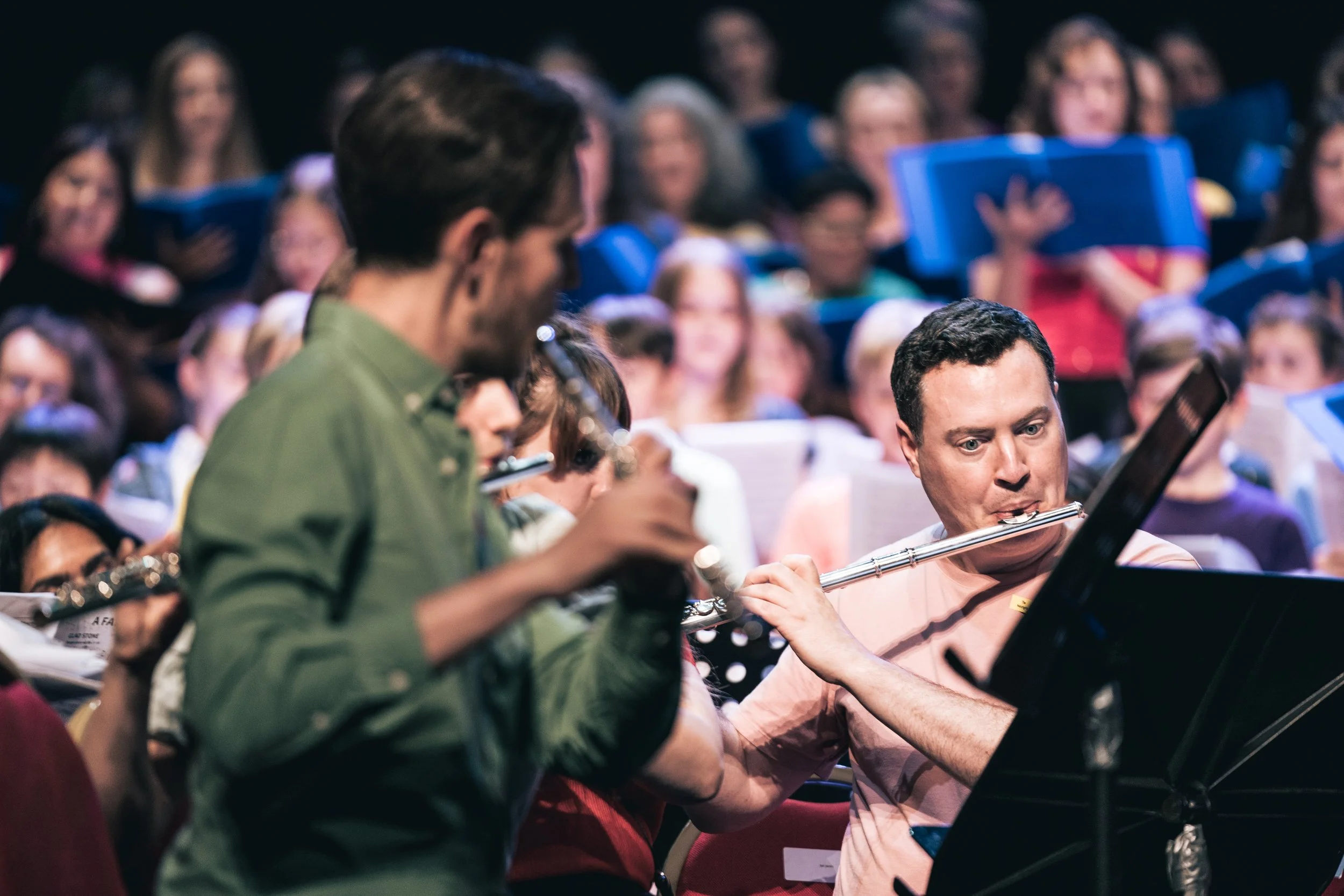 Flute players in performance