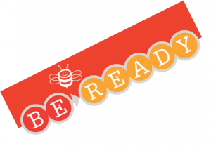 Red and yellow banner with the phrase 'BE READY' in bold letters.