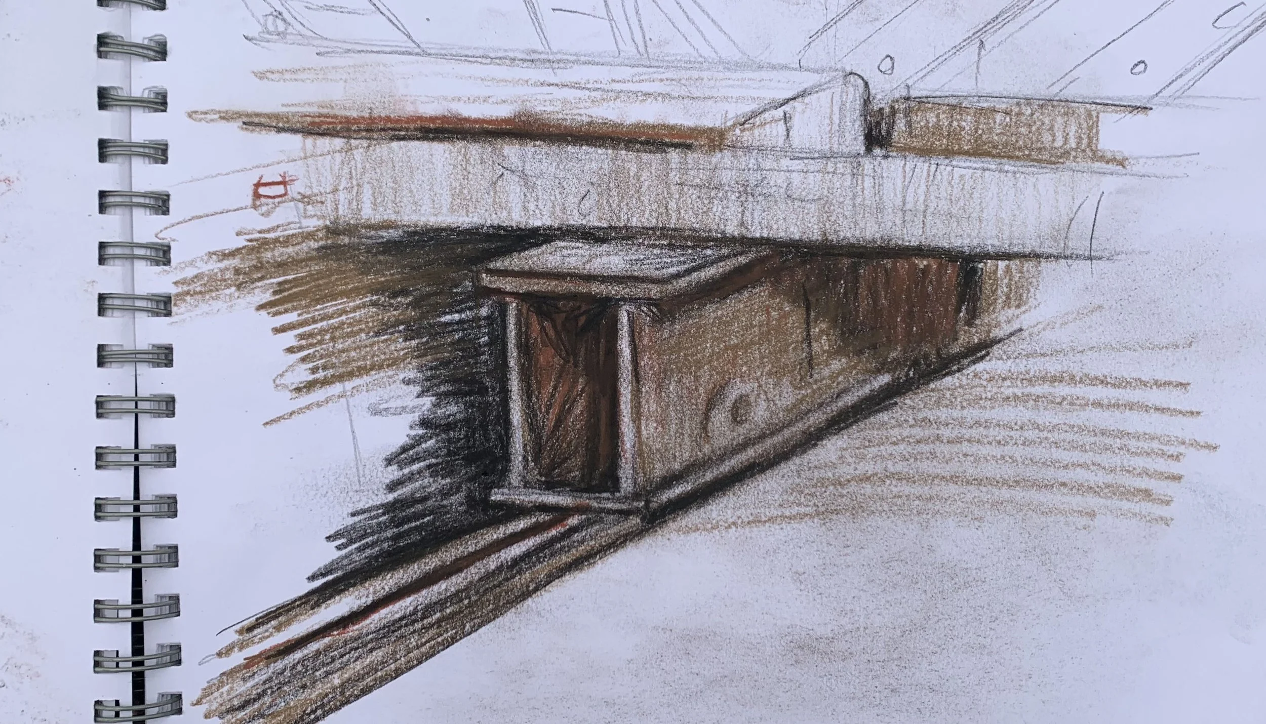 Detail of the metal launching rails in Mallaig harbour