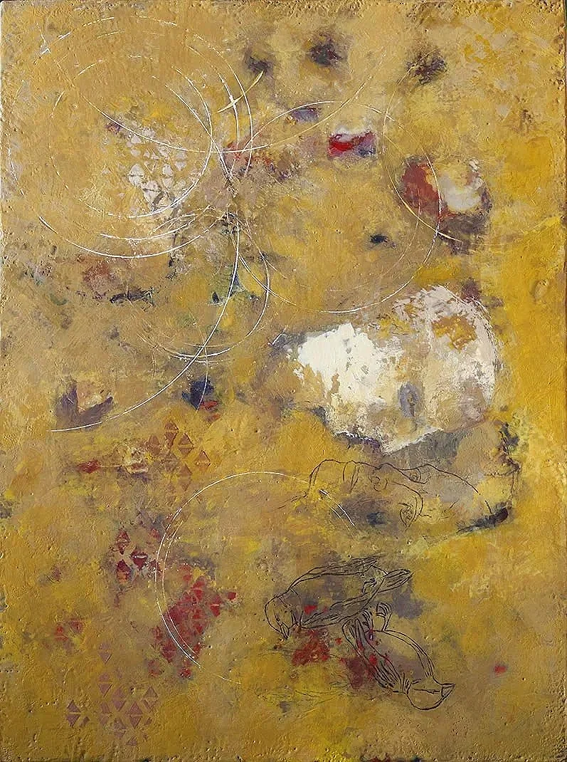 Dans l’athanor, encaustique sur carton – 2020 – 60,5cm x 73cm (disponible en un clic sur artsper)