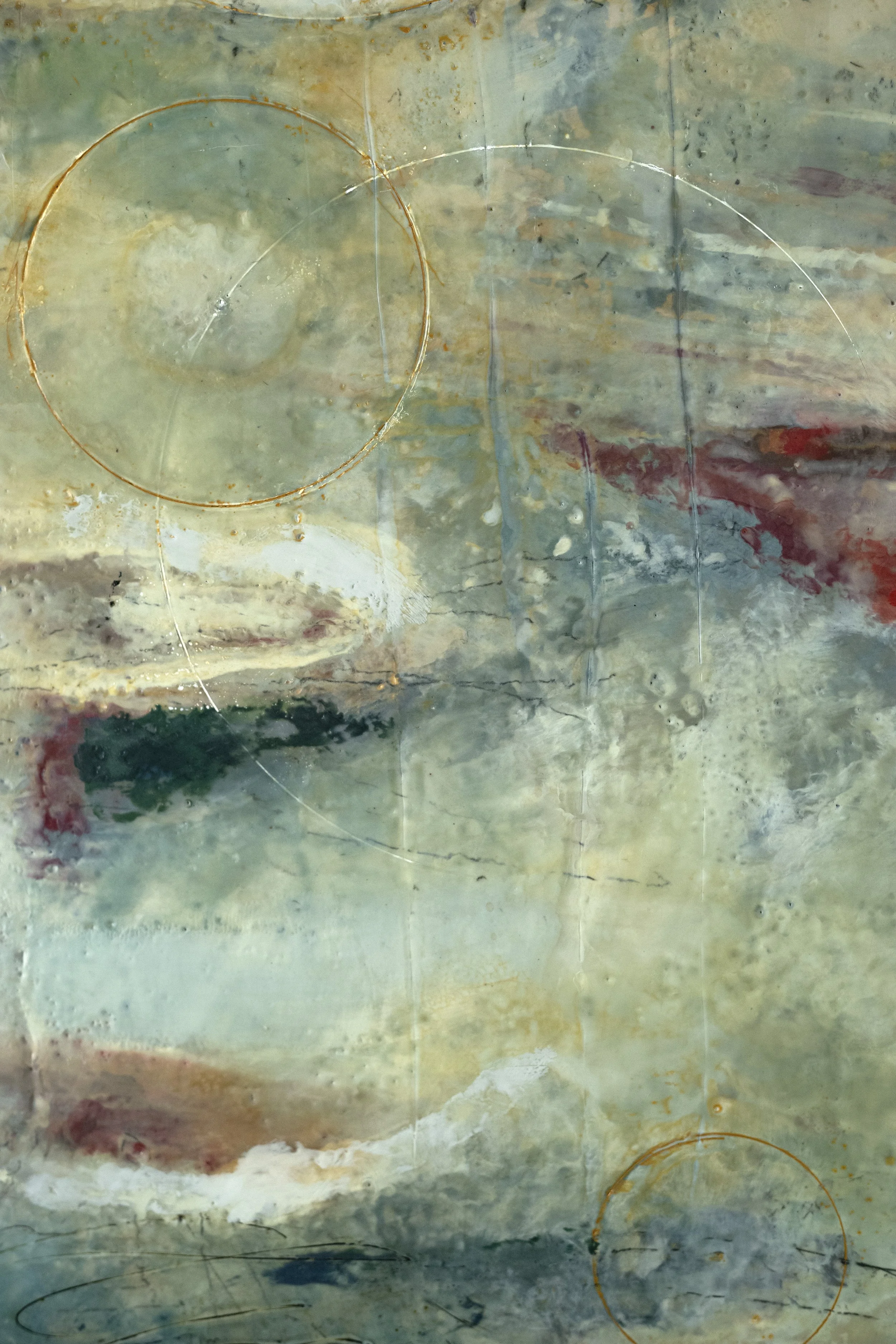 Il pleut sur Ithaque, encaustique sur bois, - détail - 116×89 cm, 2020 (disponible sur Artsper)