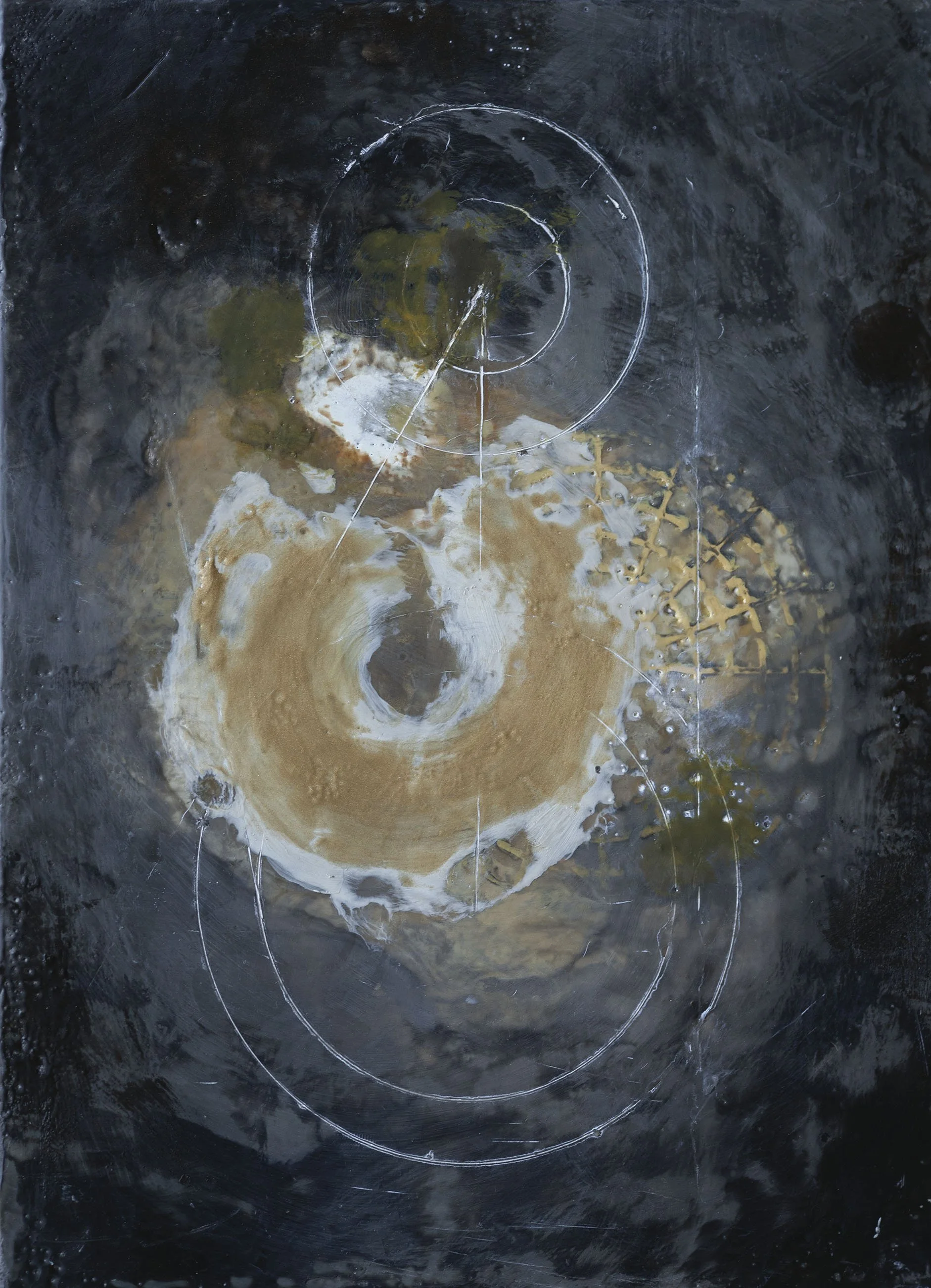 la nuit au soleil / 1 - encaustique sur bois – 2020 – 30,5cm x 23cm (collection privée)