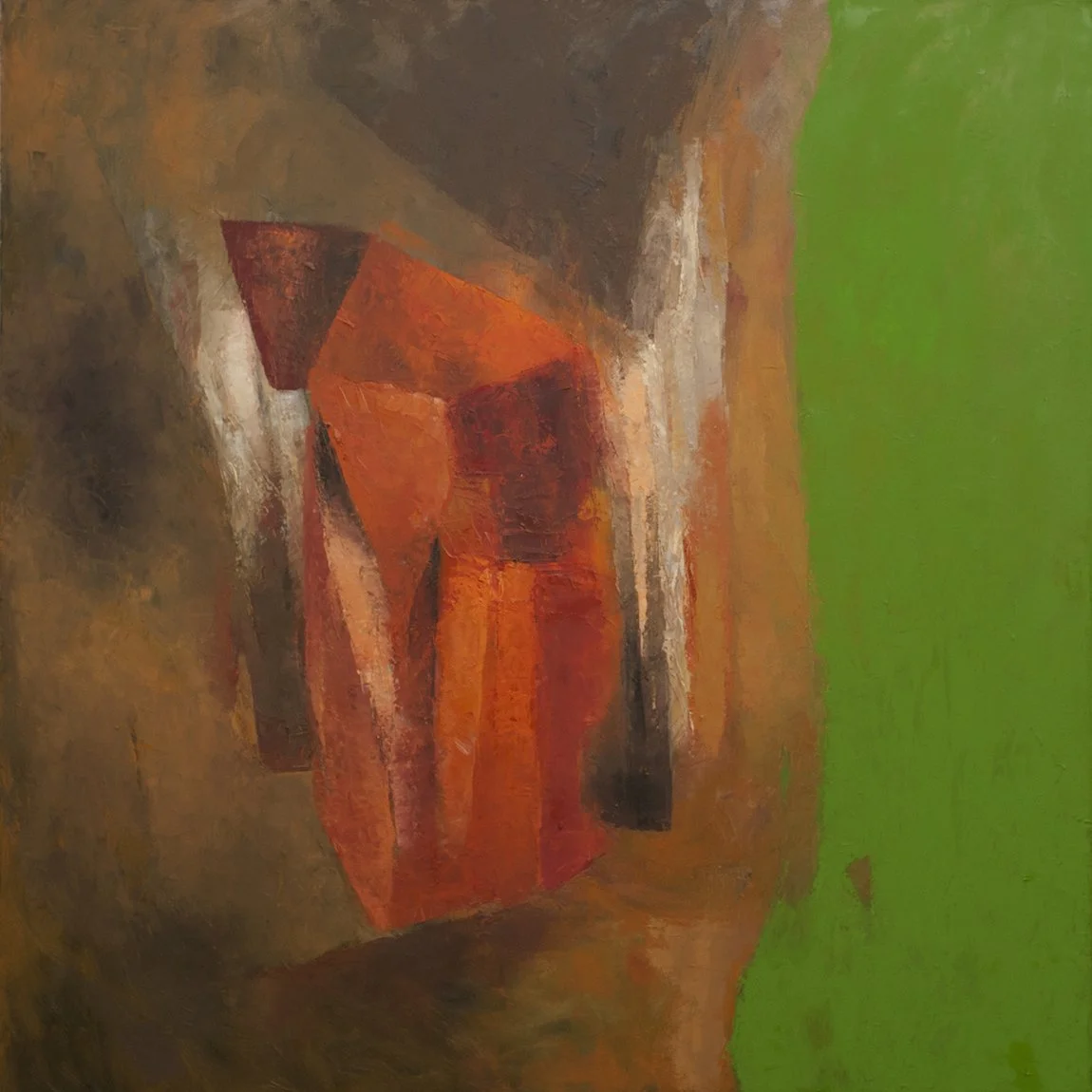 Roc rouge tremble – février 2017 – huile sur toile (100 x 100 cm)