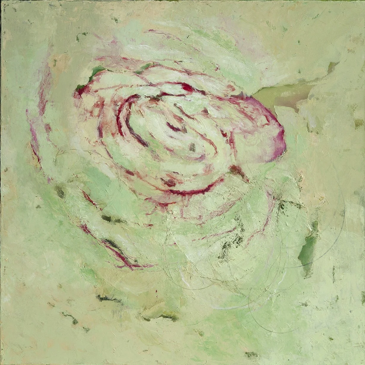 LES FLOTTANTS – Dedans le vert crisse – huile sur toile – 2018 – 80×80 cm