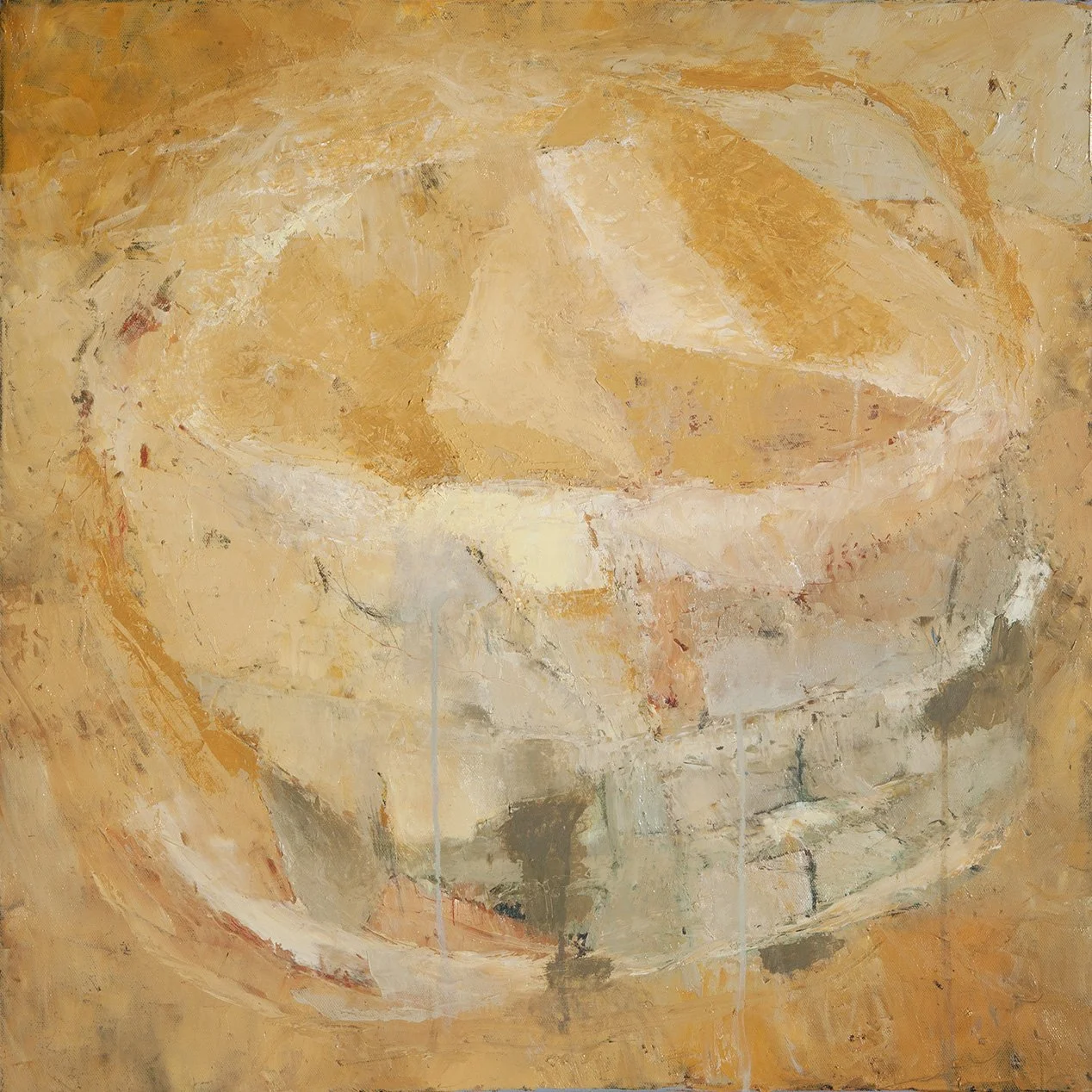 Geode 6, noyée d’orange – huile sur toile – 60×60 cm – 2018