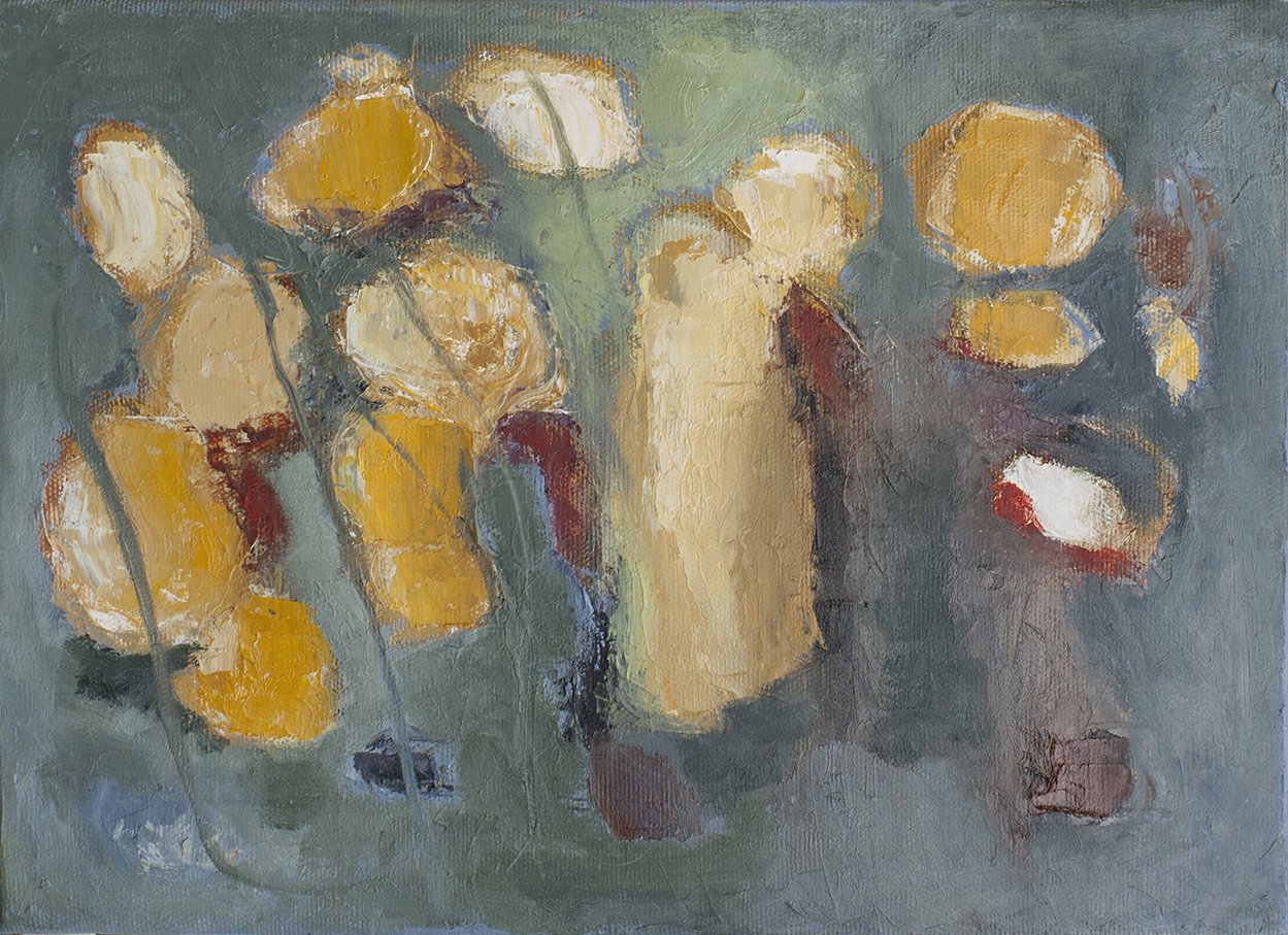 feuilles dans la chambre -2017 – huile sur toile (33 x 24 cm)