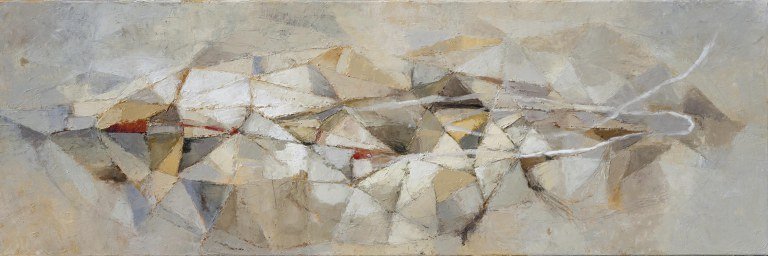 Blanc qui court sur le fil de l’eau – 2018 – huile sur toile (40 x 120cm) (collection particulière)