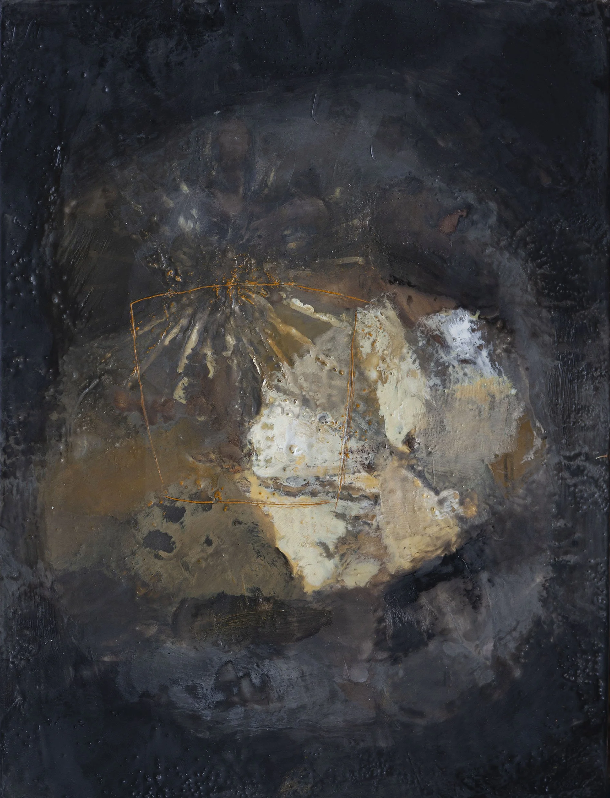 la nuit au soleil / 2 - encaustique sur bois – 2020 – 30,5cm x 23cm (collection privée)