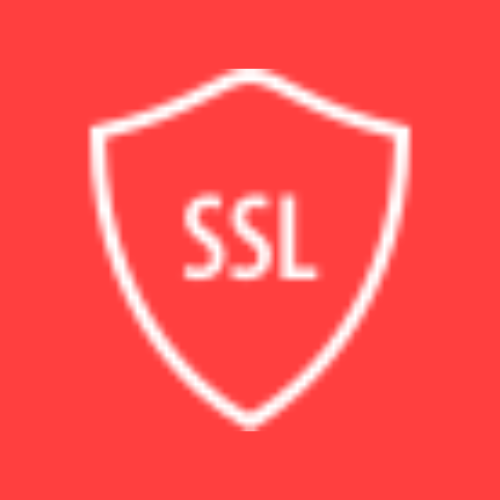 Red background with white shield icon containing the letters "SSL"