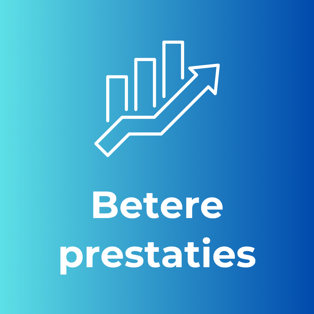 Grafiek met een pijl omhoog en de tekst 'Betere prestaties'
