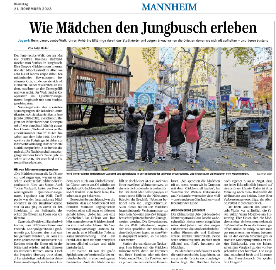 Presseartikel Janes Walks Mannheim.