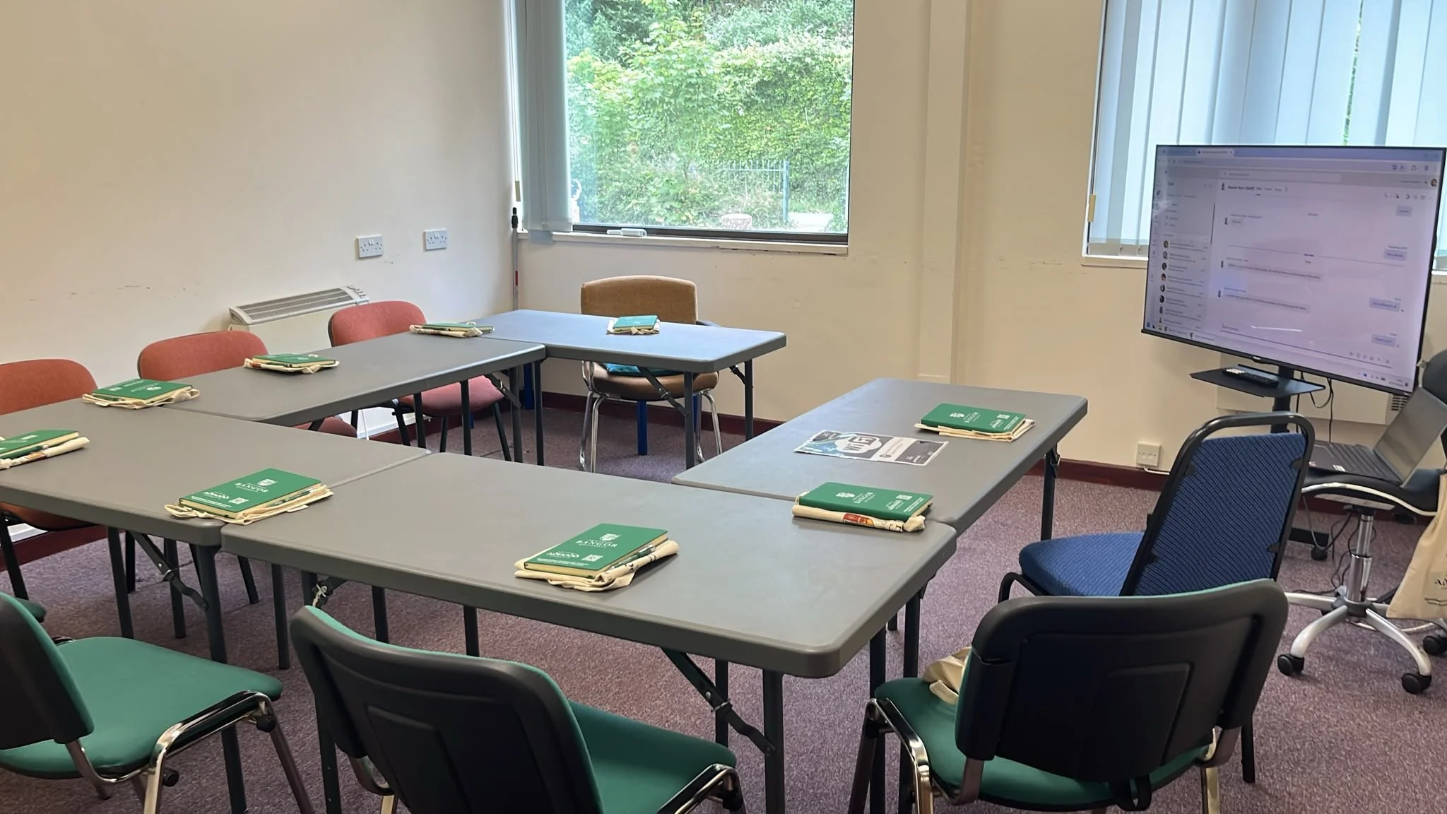 Room set up and ready for participants at Porthi Dre (Wales)