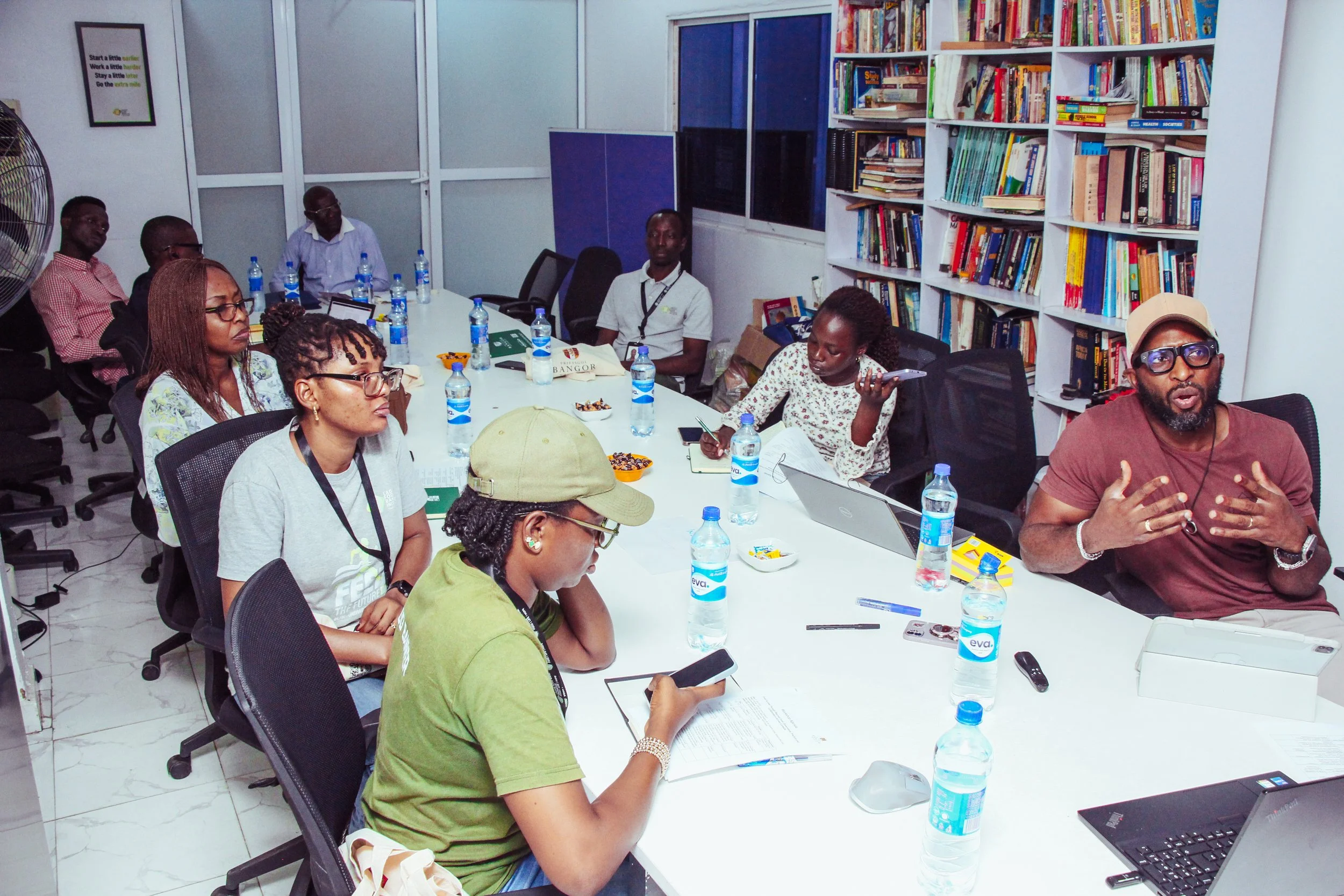 Michael Sunbola, MD of Lagos Food Bank Initiative giving a snapshot of LFBI does to participants at the International Knowledge Exchange Hybrid workshop event