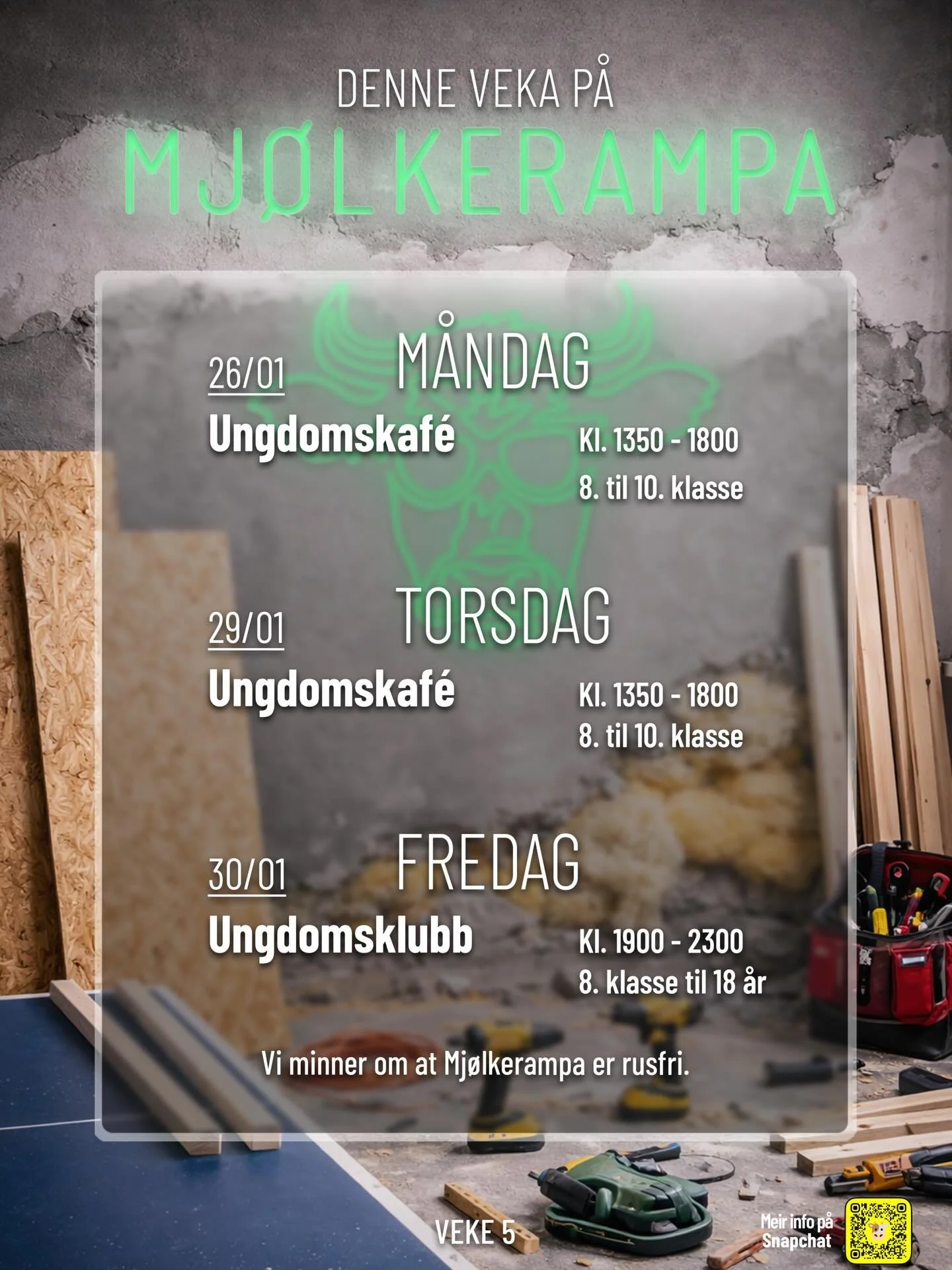 Denne veka p&aring; Mj&oslash;lkerampa 👷🪚🐮 - Denne veka jobbar vi med vedlikehald og sm&aring; fiksar rundt i huset. F&oslash;lg oss p&aring; Snapchat (mjolkerampa) for &aring; sj&aring; kva som skjer undervegs. 😊