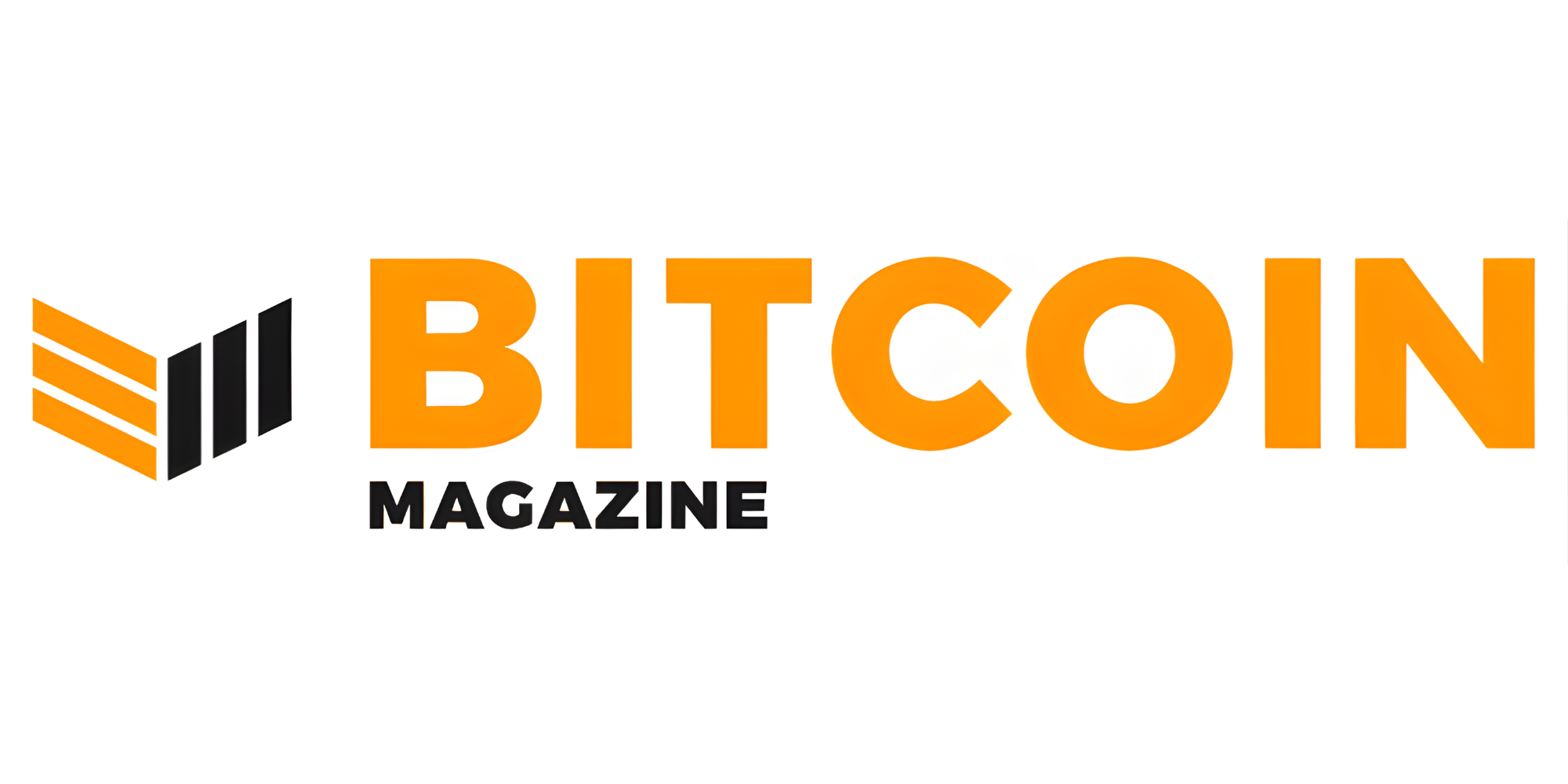 Logo of Bitcoin Magazine with the word 'BITCOIN' in large orange letters and 'MAGAZINE' in smaller black letters beneath, alongside a stylized black and orange emblem.