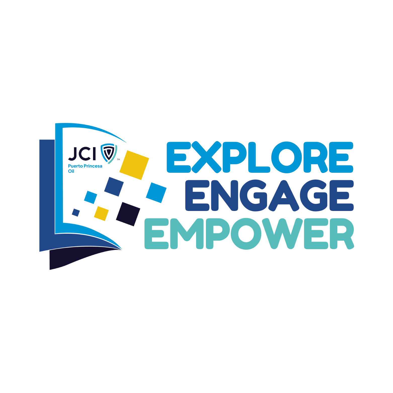Logo for the Explorer's Knowledge Domain featuring an open book with colorful floating blocks and text 'Explorer Knowledge Domain' in blue shades.
