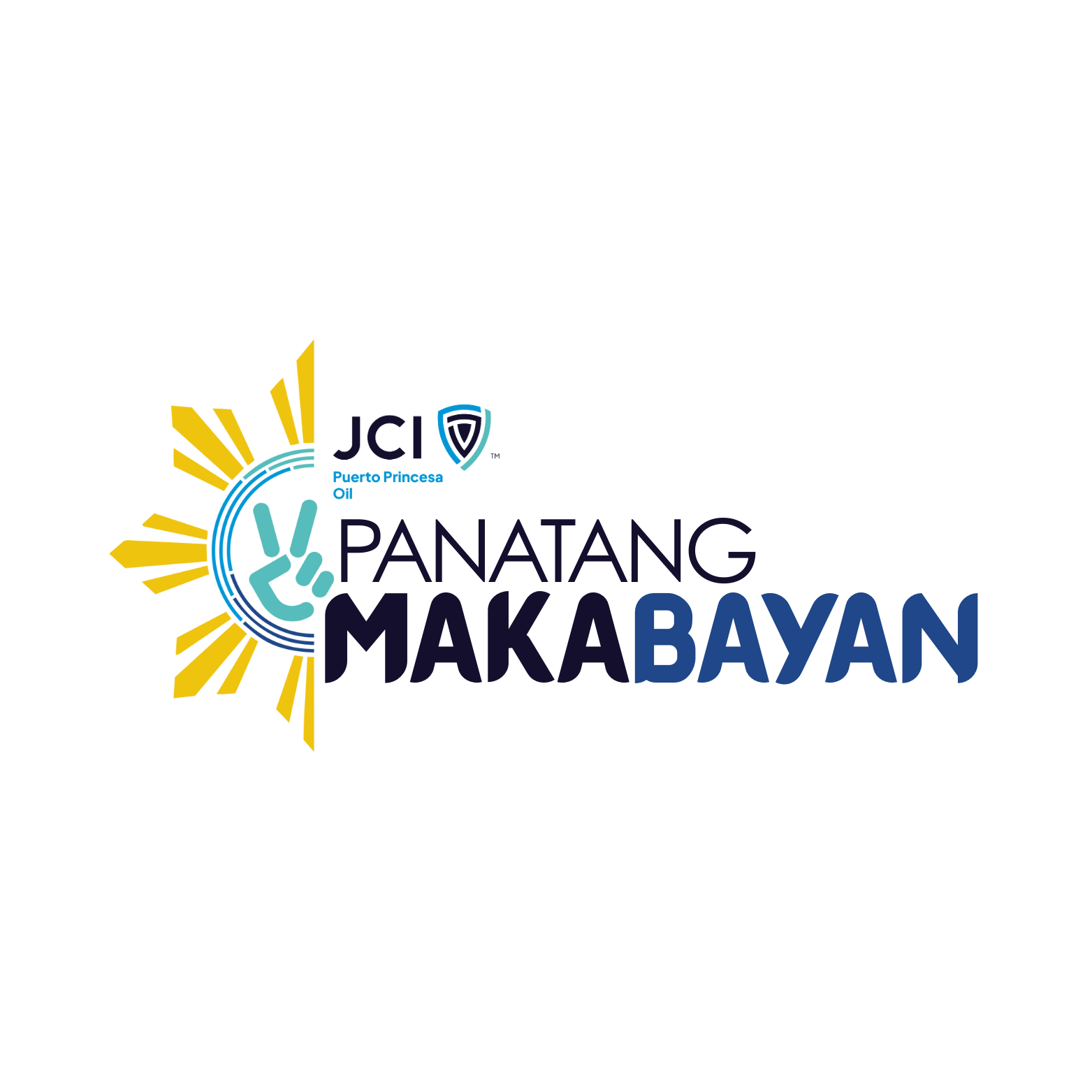 Logo for the event 'Panan nag Makabayan' with a sunburst design, a peace sign, and text in Filipino and English.
