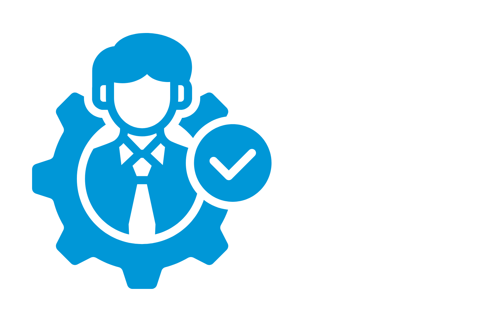 Icon of a person with a stethoscope inside a gear, symbolizing healthcare or medical administration with a checkmark indicating approval or certification.