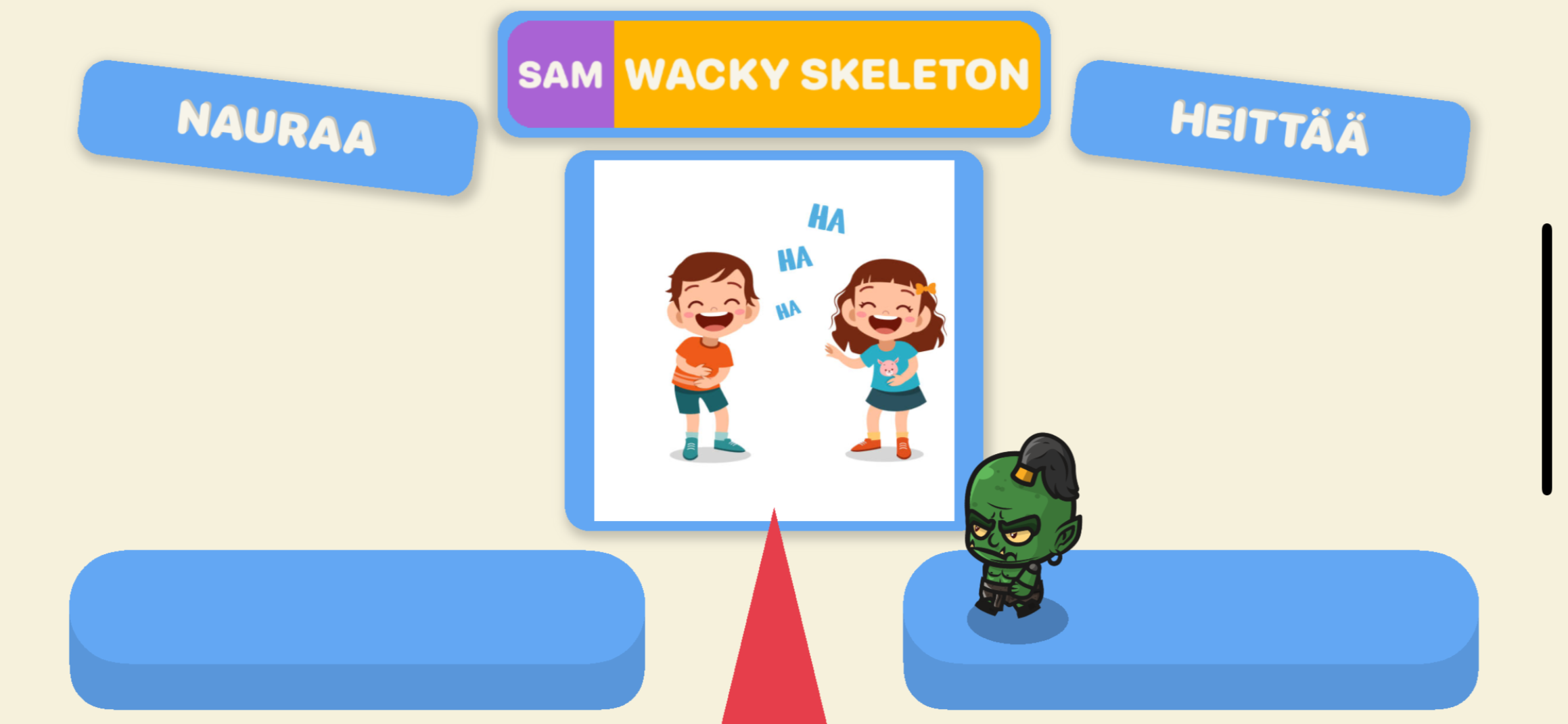 The early development of Vocabsters, shows an initial design of the Catch or Spike game included in the app.