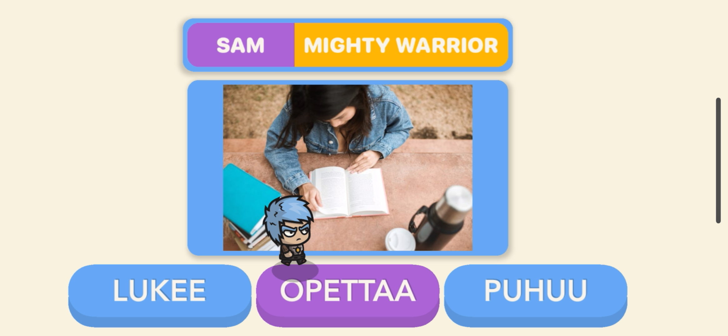 The early development of Vocabsters, shows the game mode designed to initially learn words, called Simple Dropper.