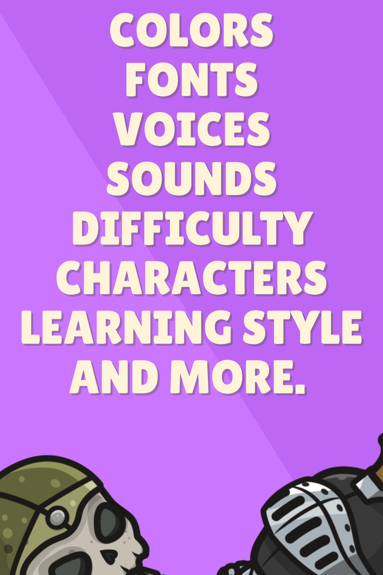 A colorful graphic with text about learning styles, featuring cartoon skulls and microphones, on a purple background.