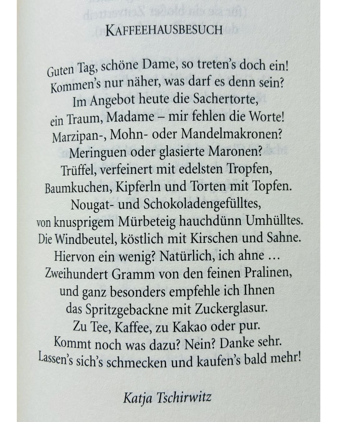 gedrucktes Gedicht "Kaffeehausbesuch"