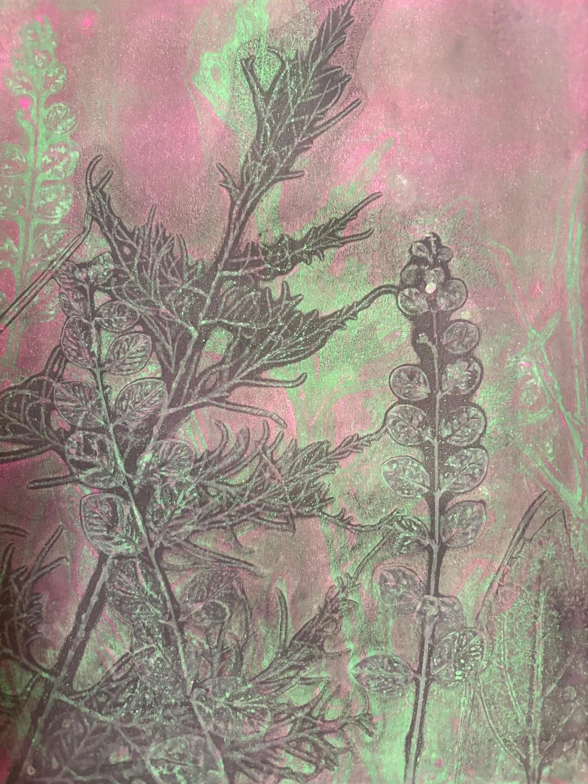 Making monoprints with Gurdeep Kaur