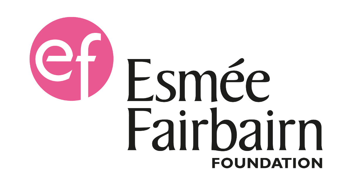 Logo of the Esmé Fairbairn Foundation with a pink circle containing white lowercase 'ef' and black text of the foundation's name.