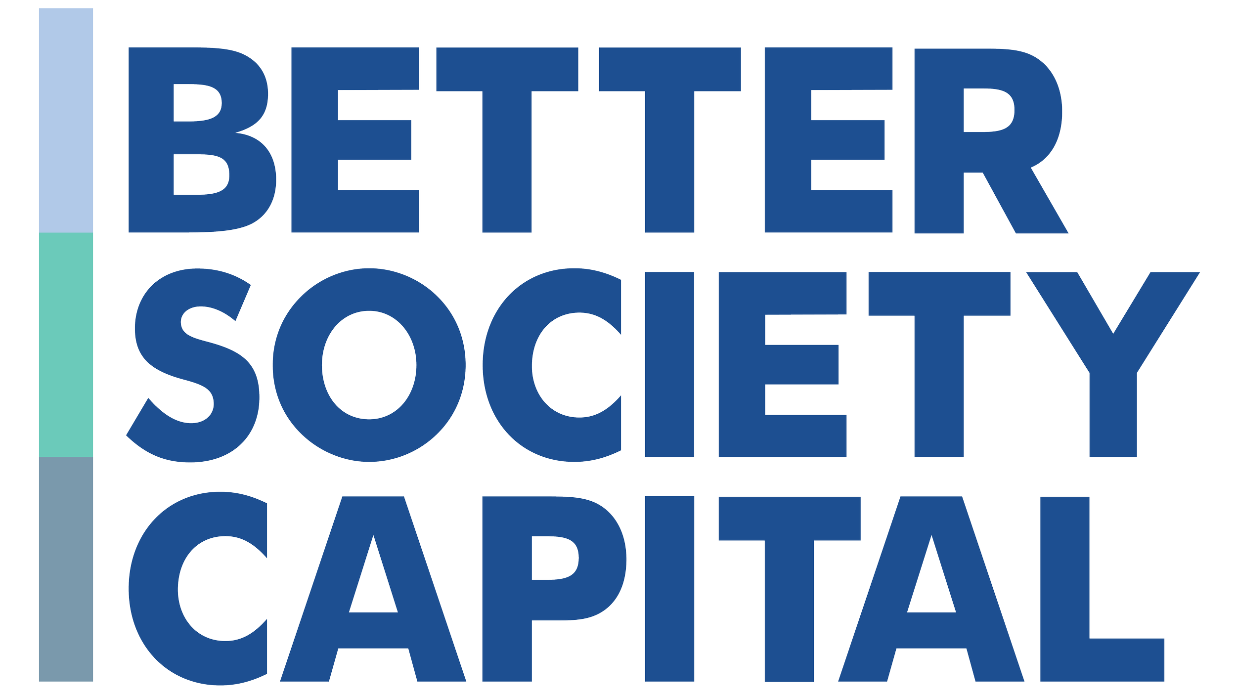 Text reading 'Better Society, Capital' with a colored vertical bar on the left side.