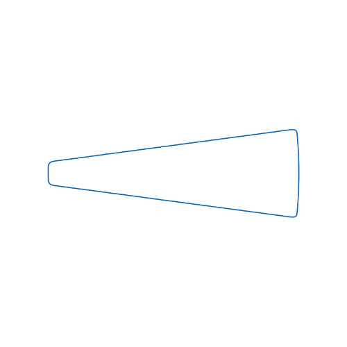 A schematic diagram of a flashlight with a blue outline on a black background.