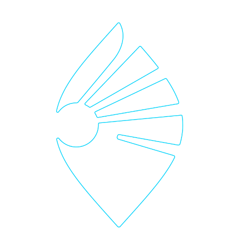 Outline of a vulture created with blue neon light lines on a black background.